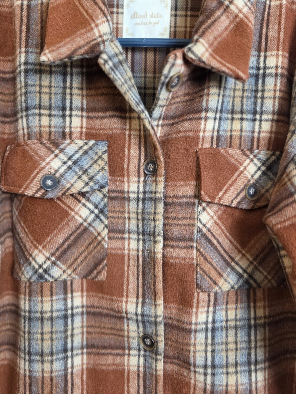 Altard State Plaid Shacket Jacket Women’s Large Rust Orange Cottageco - Picture 6 of 16